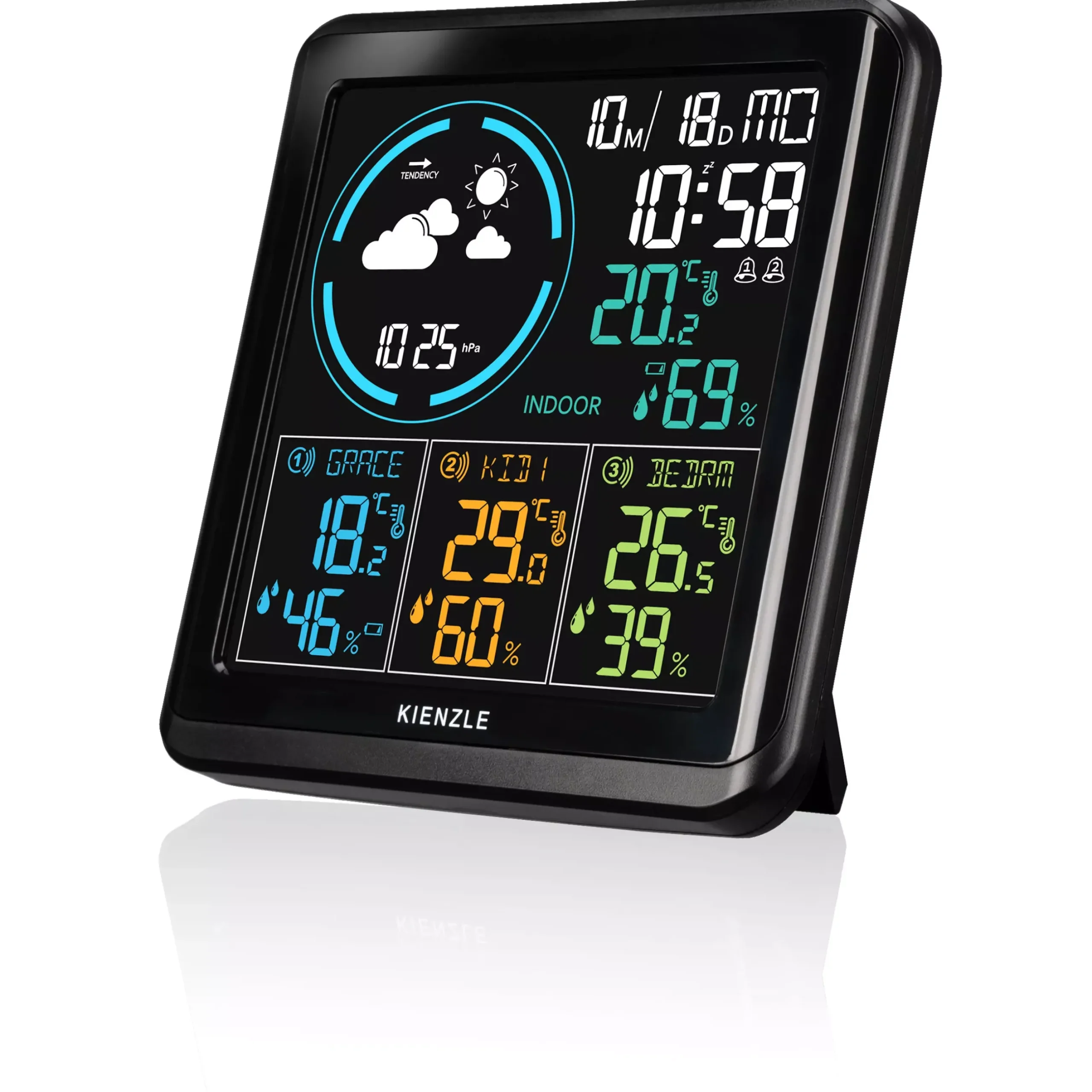 Bresser Wetterstationen Mit Thermo-/Hygro-Außensensor|Innen-Thermometer>KIENZLE Funk-Wetterstation mit 3 Außensensoren