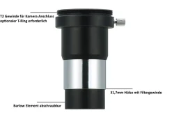 Bresser Barlowlinsen>Vixen Barlow-Linse 2x mit T2-Gewinde zur Fotografie und Beobachtung